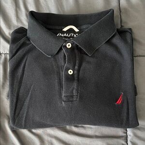Nautica Long Sleeve Pique Polo Black Size XL